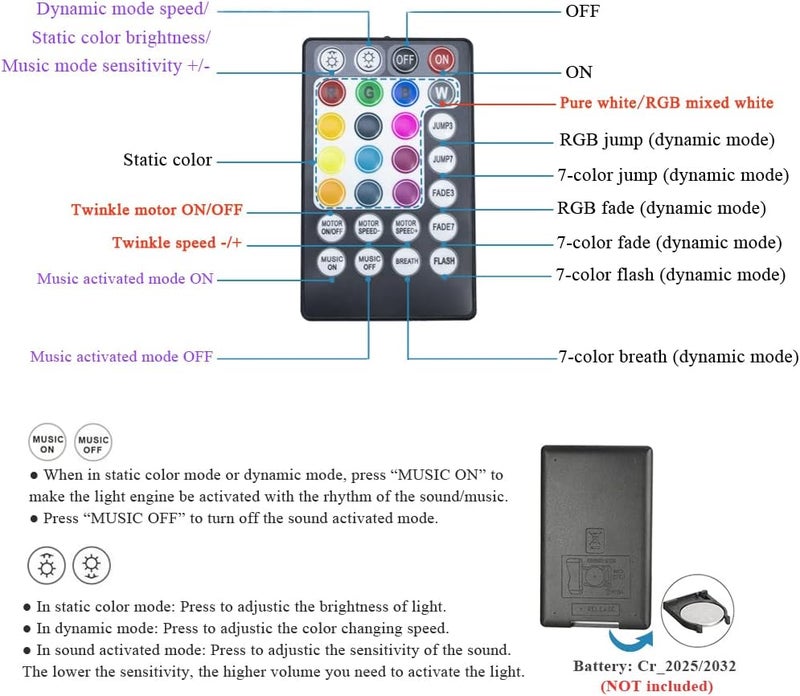 AKEPO 16W Car Home Dual-Head Twinkle Fiber Optic Light Engine, Twinkle+APP Control+Music Activated+28-Key Remote for Starlight Headliner Kit - Image 3